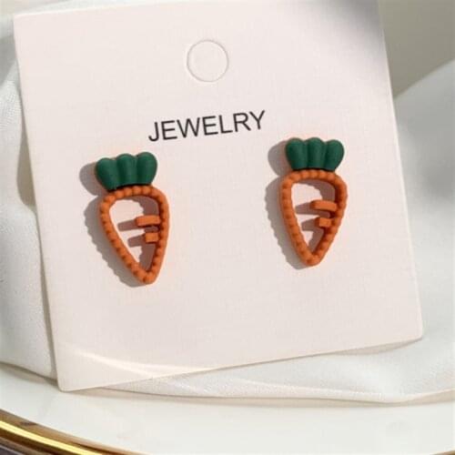 New Cute Cartoon Carrots Stud Earrings Hollow out Temperament Contracted Small Delicate Female Jewelry Gifts Women Geometric