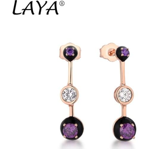 925 Sterling Silver Fashion New Style Clear Cubic Zirconium Black Enamel Drop Earrings Womens Party High Quality Trendy Jewelry