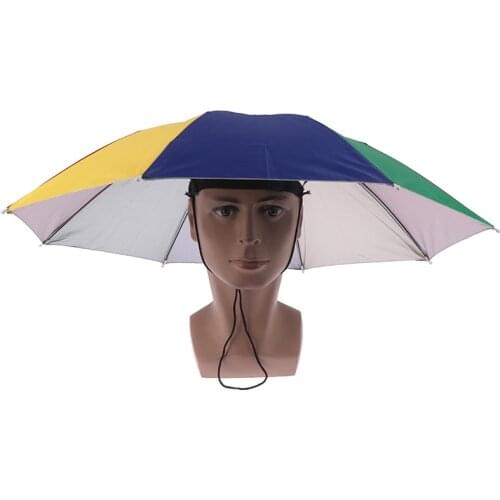 Foldable Umbrella Hat Cap Headwear Umbrella For Fishing Hiking Beach Camping Cap Head Hat Outdoor Sport Fishing Tackle Accessory