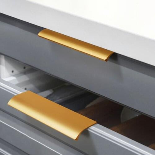 Aluminum Silver Golden Hidden Modern Wardrobe Closet Hardware Drawer Cupboard Pull Kitchen Cabinet Handle Dooroom Knob