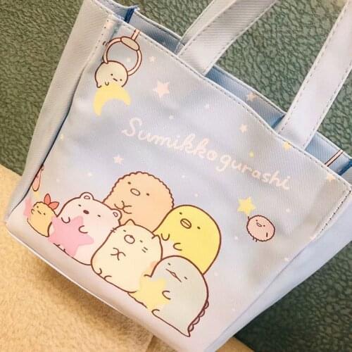 1pcs Cartoon Cute Sumikko Gurashi Corner Bio PU Girls Waterproof Shopping Lunch Bags Tote Casual Shoulder Crossbody Bag Handbag