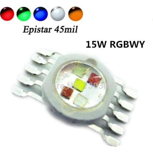 High Power LED Chip 15W RGBWY 45mil Red Green Blue White Yellow COB Supper Bright 10 pin Light Beads For Stage Lights
