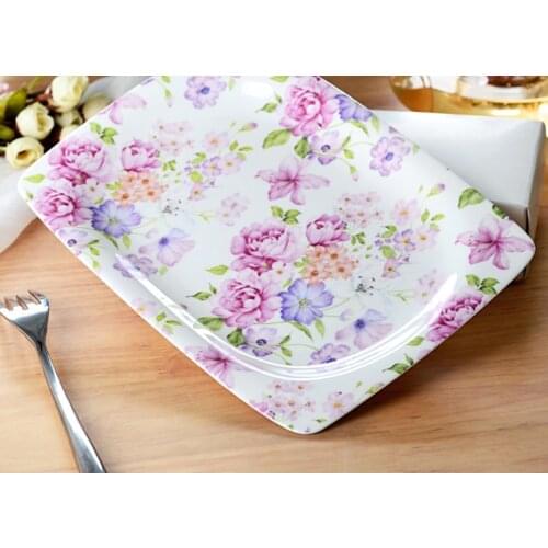 10 inch, real bone china oval serving plate, porcelain floral fish plate for dinner, ceramic buffet dish, food plate for wedding