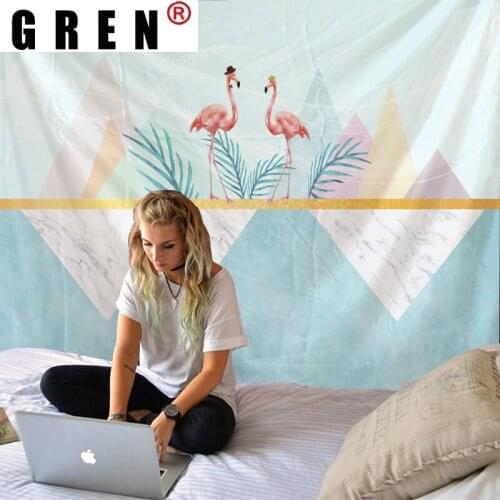 GREN Tapestry Lover Flamingo Landscape Wall Hanging Wall Covering Rugs Background Cloth Beach Mat Blanket Art Home Decor