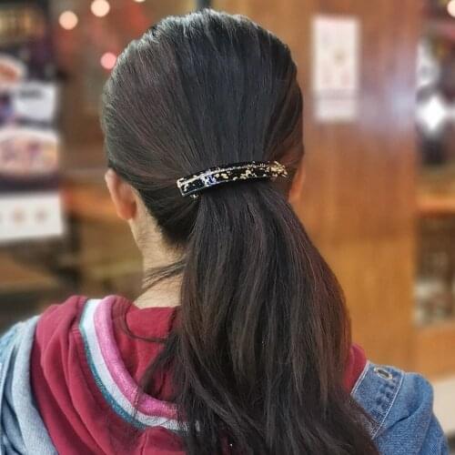 Womens Acrylic Spring Barrette Hair Clip Pigtail Holder Hairpins for Daily Wear