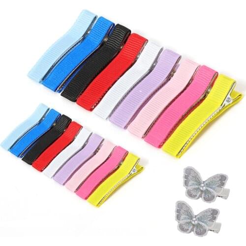 20p 5cm 3.5cm Girls Baby Kids Grosgrain Ribbon Covered Lined Alligator Hair Clips Double Prong Hairpin For Bows Flower Craft DIY