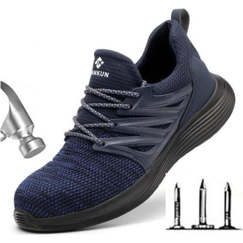 Safety shoes Mens safety shoes Flying woven upper safety shoes Insulated anti-skid and oil-resistant protective shoes H587