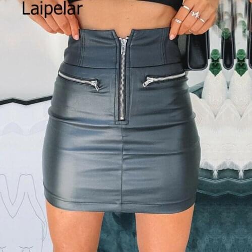 Womens PU Leather Zipper Skirt High Waist Pencil Evening Party Club Wear Bodycon Short Mini Skirt