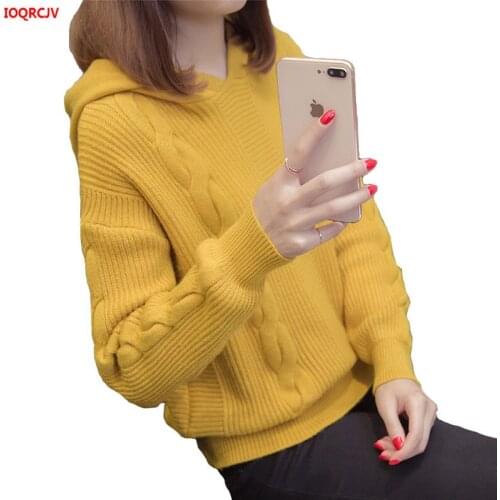 New Fashion Woman Solid Hooded Sweater Female Long Sleeve Pullover Short Soft Jumpers Ladies Knit Tops Pull Femme Knitwear W1578