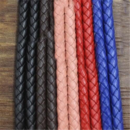 1meter 3mm 100% Genuine Braided Leather Cord Fit Craft Bracelet Findings Round Real Cow Leather Rope Thread Diy Jewelry Making