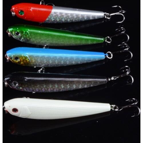 1pcs Top Water Pencil Fishing Lure Wobbler Hard Plastic Artificial Surface Pencil Minnow 8.5cm 10g with 3D Eyes for Crankbaits