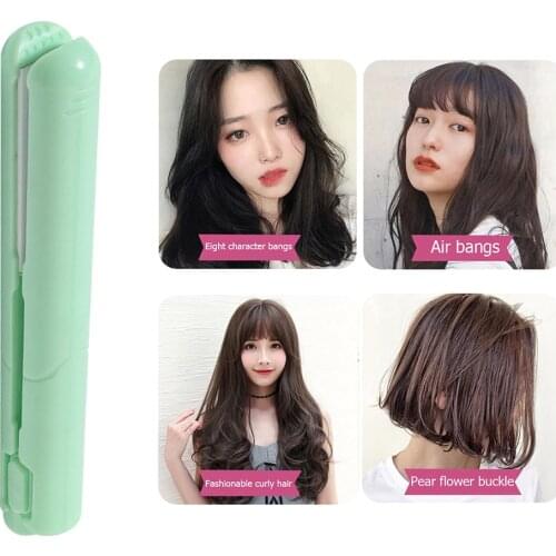 2 in 1 Mini Curling Iron USB Rechargeable Splint Hair Curler Straightening Tools Flat Iron Beard Straightener Styling Tools