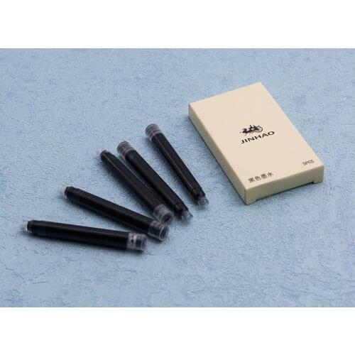 25pcs/lot JINHAO 2.6mm Caliber Universal Replaceable Black and Blue Fountain Pen Portable Ink Cartridge Refills 5 Pieces Per Box