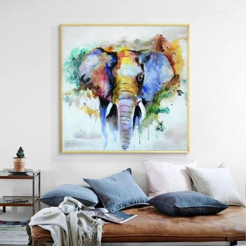 Abstract Wall Art Canvas Animal Art Picture Wall Poster and Print Wall Art Colorful Elephant Picture for Living Room Home Decor