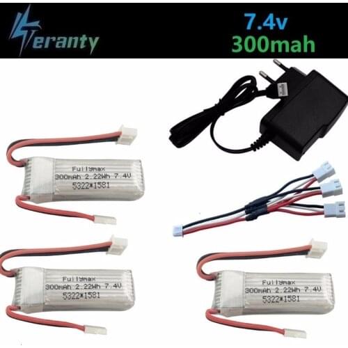 7.4V 300mAh Li-Po Battery For WLtoys F959 RC Drone Spare Parts for XK DHC-2 A600 A700 A800 A430 2.22Wh 7.4v Battery Charger Sets