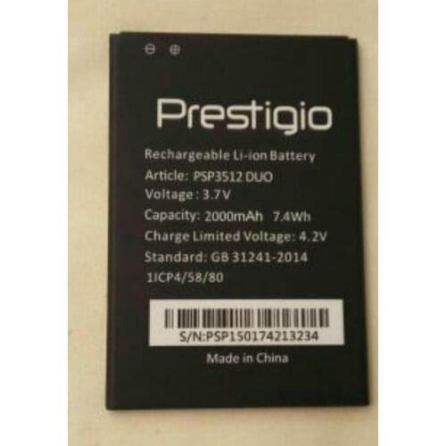 2000mAh Battery For Prestigio Muze B3 PSP3512 DUO PSP3512DUO Bateria Batterie Cell Phone Batteries