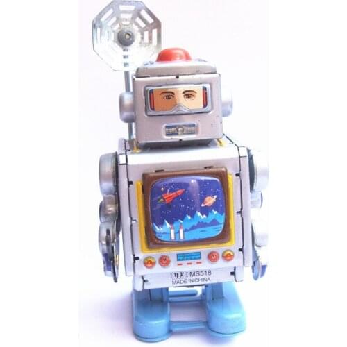 Antique Tin Toys Wind Up Toys Robots iron Metal Models for Children/Adult Home Decoration Metal Craft MS518 space flight robot