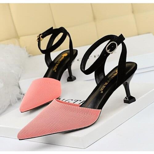 BIGTREE 2020 Spring Dress Women Sandals Thick High-heeled Buckle Shoes for Girls Fashion Retro Hollow Ladies Dance Shoes Party