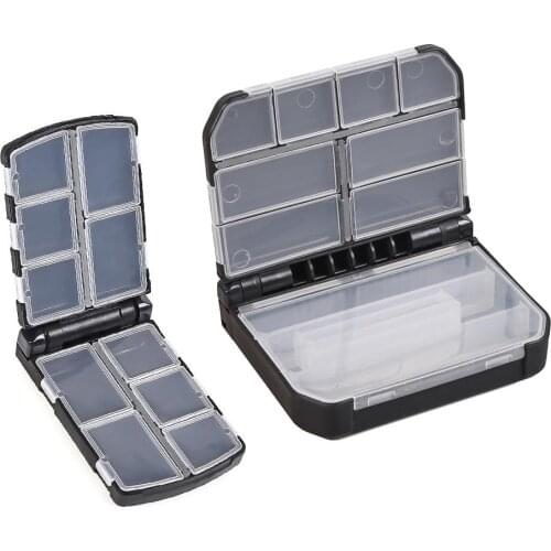 Black ABS Semi-Automatic Opening Closing Accessory Fishing Tackle Boxes Fish Hook Lead Biting Tool Pin Box Case
