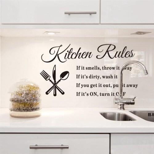 Home decor Removable Wall Stickers Kitchen Rules Decal Home Accessories Beautiful Pattern Design Decoration home decor