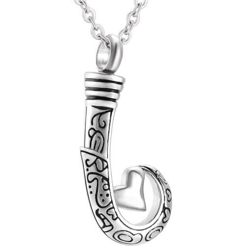 IJD8423 Stainless Steel Hook with Heart Keepsake Jewelry, Memorial Ashes Holder Cremation Necklace Urn for Men/Women Necklace