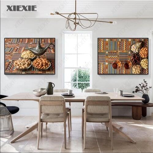 Arabic Coffee Black Tea Nut Canvas Painting Middle Eastern Style Posters and Prints Decoration Wall Art Pictures for Living Room