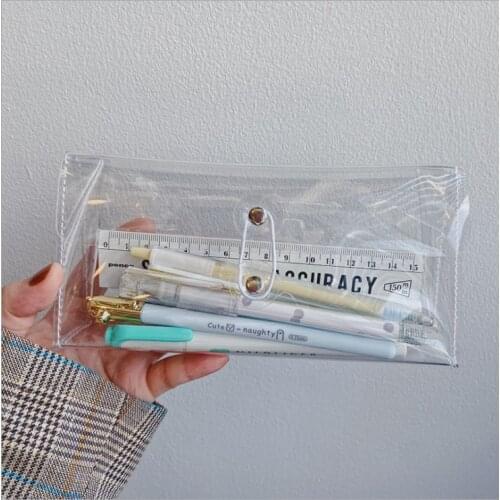 Korea ins wind simple transparent winding student pen bagPVC hand account tape sticker portable storage bag stationery box