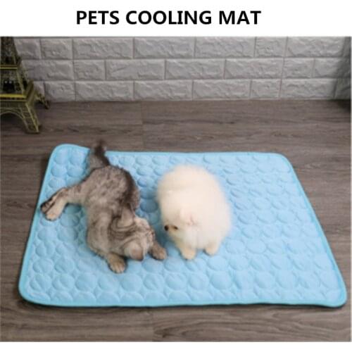 Pet Pad Summer Cooling Mat Dog Beds Mats Blue Pet Ice Pad Cool Cold Silk Moisture-Proof Cooler Mattress Cushion Puppy