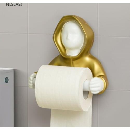 Creative Wall-mounted Kitchen Self-adhesive Roll Paper Holder Towel Storage Cabinet Hanging Shelf Bathroom Toilet Paper Holder