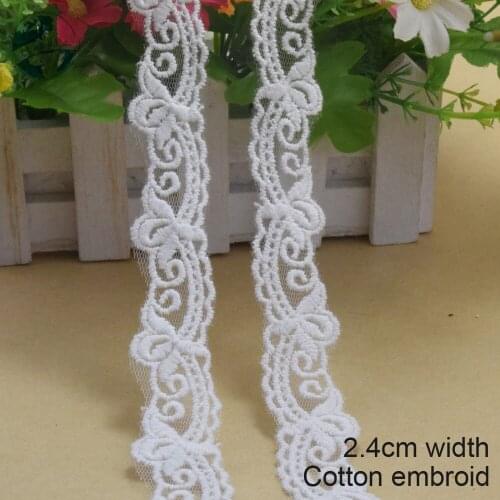 2.4cm white lace polyester embroidery lace french lace ribbon fabric guipure diy trims warp knitting sewing Accessories#3037