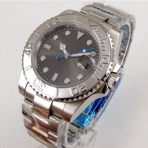 Sapphire Crystal BLIGER Middle Polished Strap Silver Color Bezel NH35 MIYOTA Automatic Mens Watch Blue Second Hand