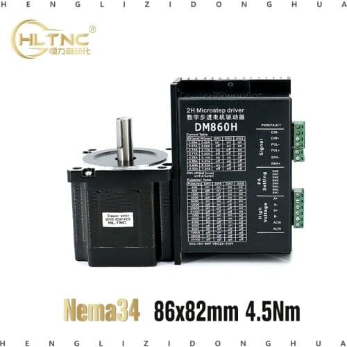 Nema 34 Dia14mm 4-lead 5NM 4.5A Stepper Motor Stepping Motor with DMA860H Stepper Motor Driver DC Motor Driver Stepper CNC Kit