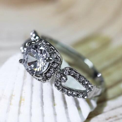 New Fashion Womens Wedding Rings Silver Color Cubic Zircon Crystal Ring Bride Party Charm Jewelry Accessories Luxury Gift