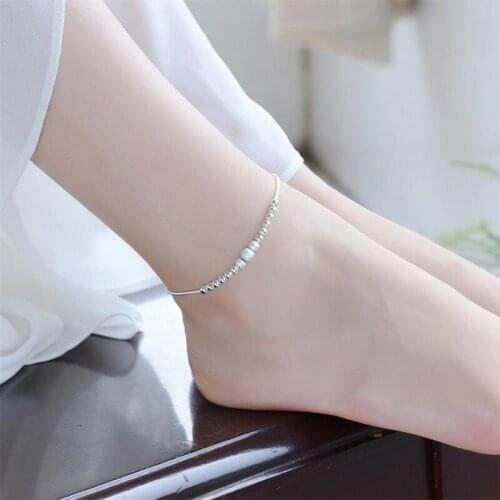 Charm Frosted Ball Female Anklets Jewelry Fashion Silver 925 Bracelet For Women Accessories Trendy Anklet Silver Girls Bijou