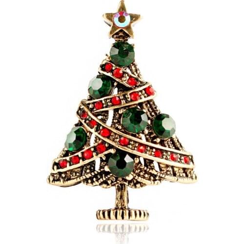 Wholesale Crystal Jewerly Prett yChristmas Tree Rhinestone Bird Brooch pin