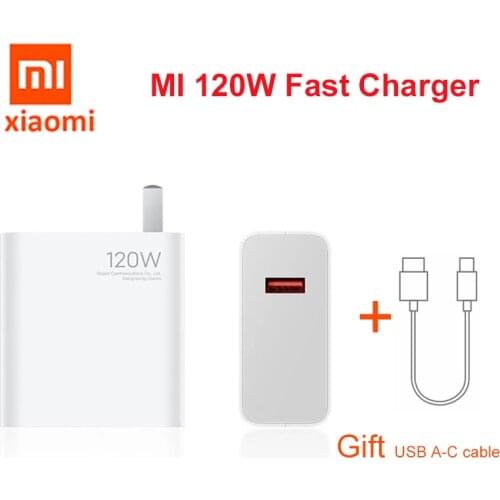 Original Xiaomi Quick Charge 120W Charger New Technology Fast Charge with Type-C Cable for Xiaomi 10 Ultra Smartphones Laptop
