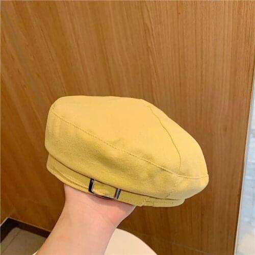 Autumn Cotton Beret Solid thin Painters Cap Korean Retro Women Design Art Hat British French Beanies Ins Octagonal Cap