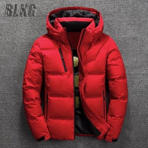 Winter Down Coat Men White Duck Down Parkas Jacket Mens Thick Warm Snow Parka Jacket Overcoat Windbreaker Hooded Warm Parkas