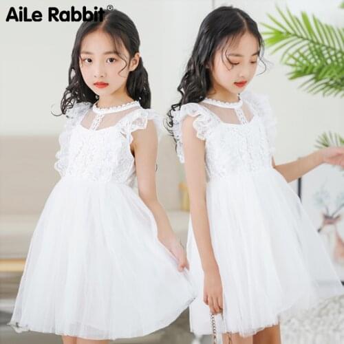 Girls Dresses Summer Kids Clothes White Wedding Dresses For Girls Little Princess Brand Boutique Clothing 3-10 Years