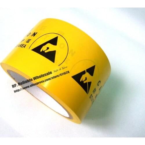 5x 4.8cm * 20M Floor Warning Adhesive Tape /Work Area Caution Tape Abrasion-Proof Static Sensitive area ESD Yellow/Black