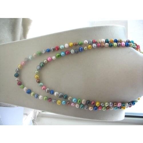Freshwater pearl MULTICOLOR BAROQUE 7-8MM necklace 42inch FPPJ wholesale beads nature