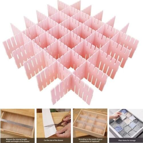 Adjustable Plastic Drawer Divider DIY Storage Shelves Household Free Combination Partition Board Space-saving Division Tools