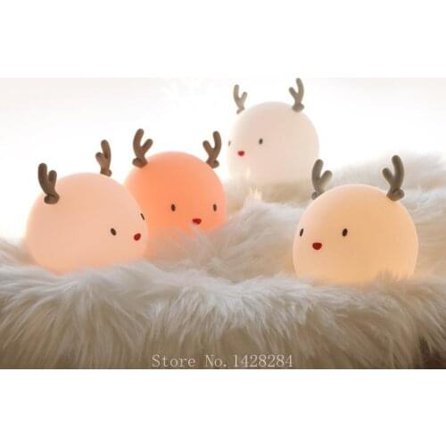 Xiaomi LED Cute Pet Deer Silicone Night Light USB Charging Pat Night Light Timing Sleeping Bedroom Bedside Atmosphere Light Gift