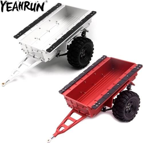 YEAHRUN RC Car Metal Trailer Cargo Carrier for 1/10 Axial SCX10 CC01 F350 HILUX 90034 D90 TRX-4 RC Crawler Car Upgrade Parts