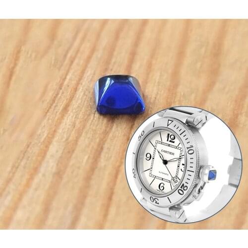 Watch sapphire crystal (blue zircon) for Carti er Pasha 40.5mm watch crown protect guard parts
