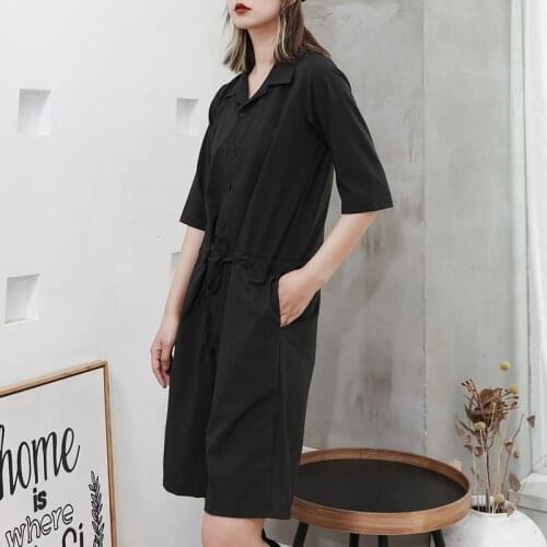 Black Lapel overalls waist adjustable loose spring and summer new large dark punk high street Yamamoto fashion
