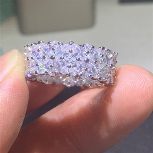 Love Elegant Flower Shape Promise ring AAAAA Zircon Cz 925 Sterling silver Engagement Wedding Band Rings for women Jewelry