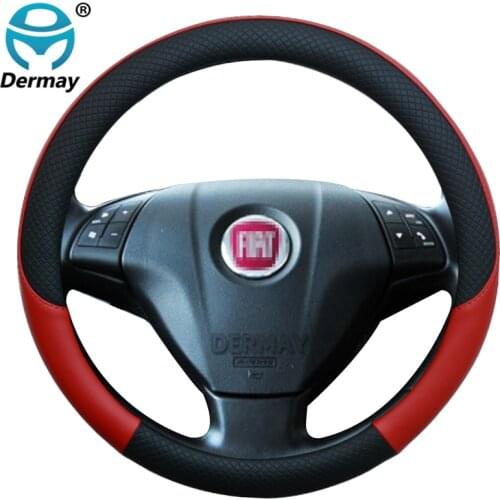 100% DERMAY Brand Leather Car Steering Wheel Cover Anti-slip for Fiat Grande Punto PUNTO/Punto Evo Van Auto Accessories