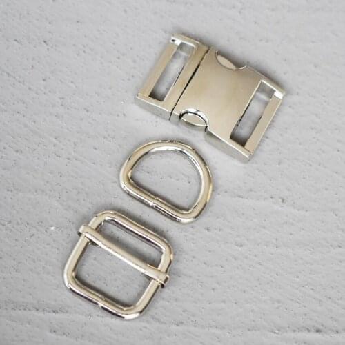 100 Sets 20mm Webbing Metal Hardware Strap Slider D Ring Release Belt Buckle For Dog Collar Paracord Sewing Accessory