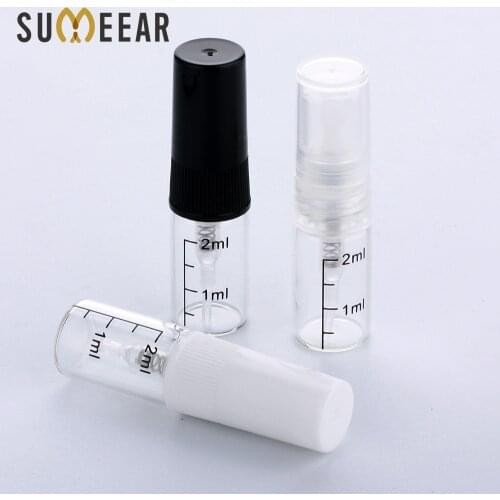 100 Pcs/lot 2ml Scale Glass Bottle Empty Perfume Bottles Portable Spray Small Sample Bottle Atomizer